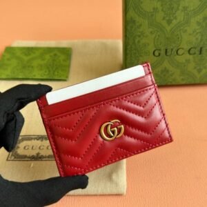 Gucci Marmont Card Holder Red Gold