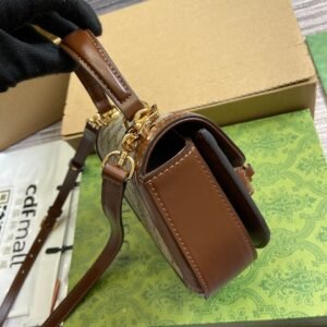Alternative view of Gucci Horsebit 1955 Mini Top Handle Bag 18 in Beige and Brown