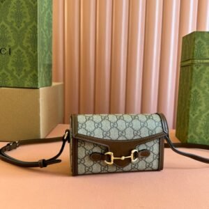 Gucci Horsebit 1955 Mini 18 in Beige and Brown