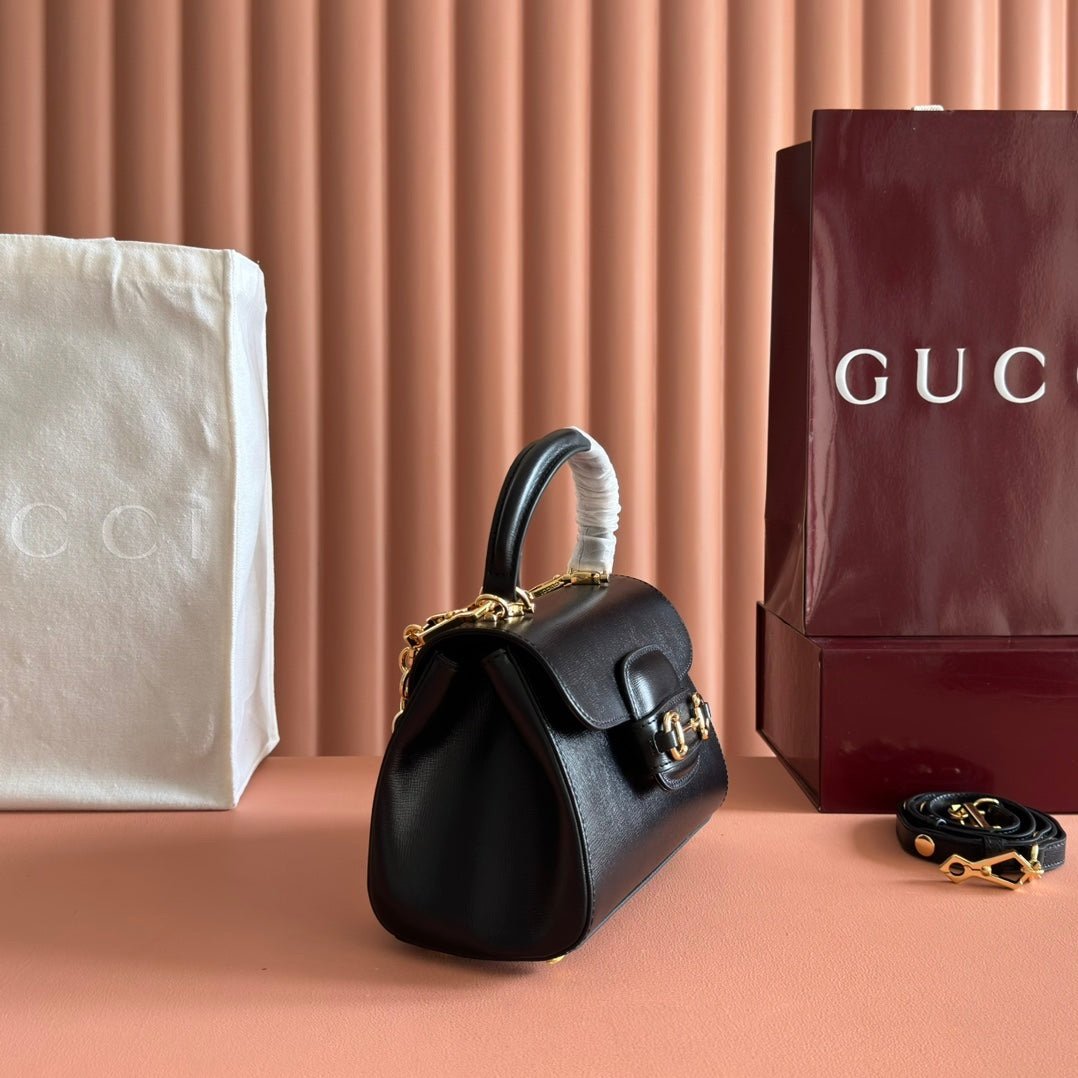 Gucci Horsebit 1955 Bag 22 in Black Gold - Afbeelding 6