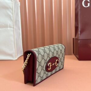 Alternative view of Gucci Horsebit 1955 Wallet on Chain (WOC) in Red Beige Gold