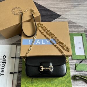 Gucci Crystal Horsebit 1955 Black Gold
