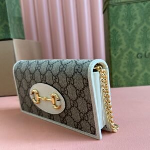 Alternative view of Gucci Horsebit 1955 Wallet on Chain (WOC) in White Beige Gold
