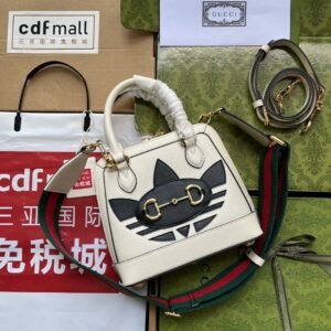 Gucci Horsebit 1955 x Adidas in White Black with Strap