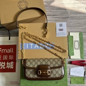 Gucci Horsebit 1955 Brown Beige Gold
