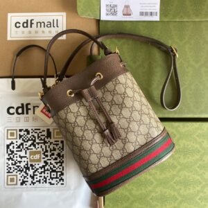 Gucci Ophidia Bucket Bag in Beige Brown Canvas