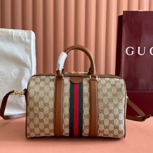 Alternative view of Gucci Ophidia Boston Bag in Brown Beige Gold