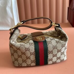 Gucci Vanity Top Handle Bag Brown Beige