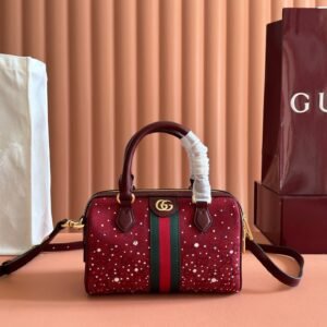 Gucci Boston Bag in Red with Rhinestones