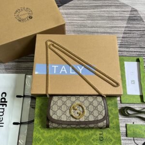 Gucci Blondie Wallet on Chain (WOC) in Brown Beige