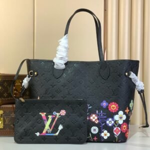 Louis Vuitton Takashi Murakami Neverfull Black Multicolor Foral