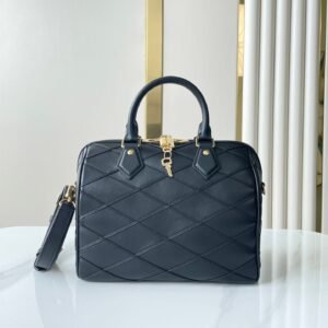 Louis Vuitton Malletage Speedy in Black Gold