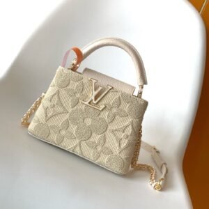 Louis Vuitton Capucines in Vanilla Colored Embroidered Canvas