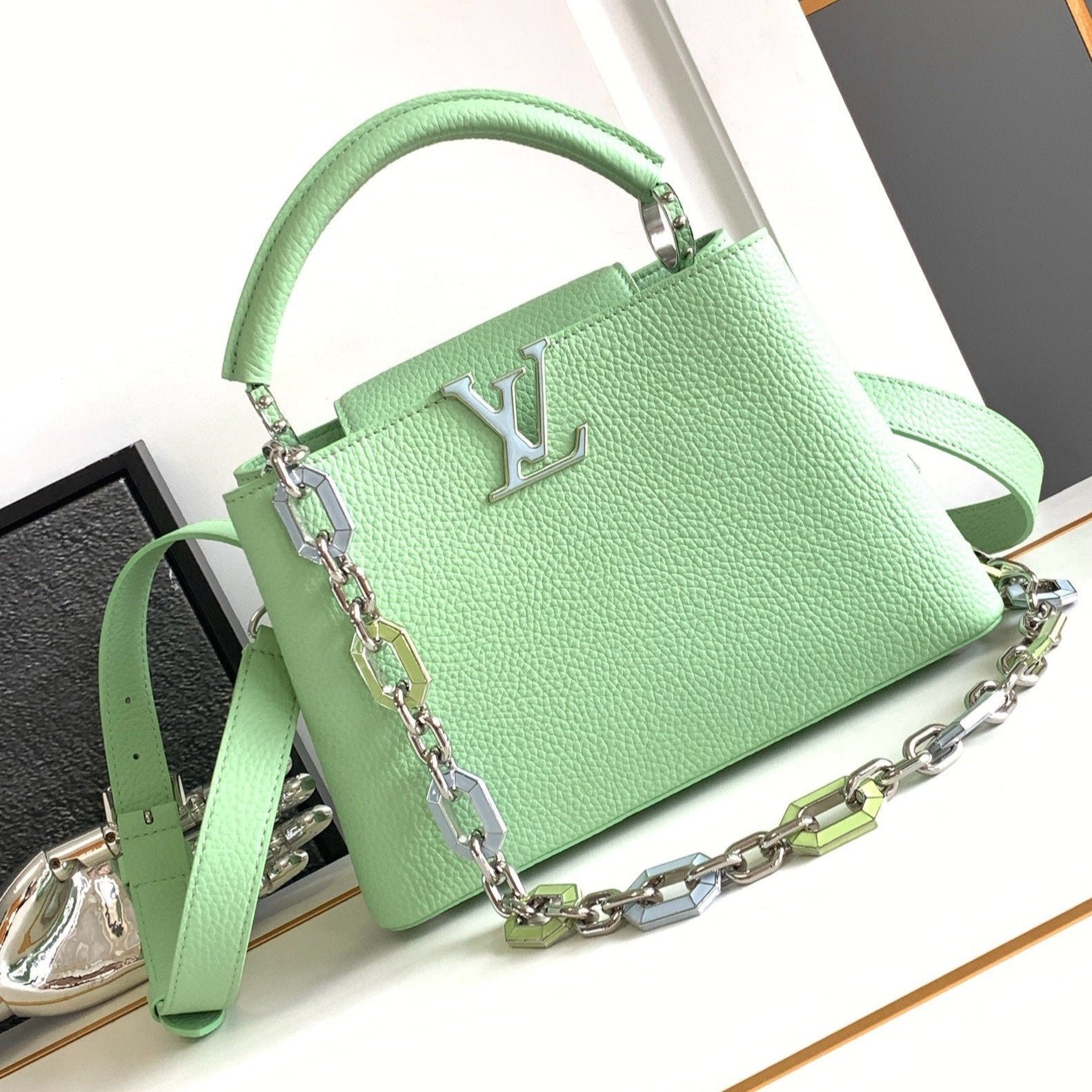 Louis Vuitton Capucines in Green Blue