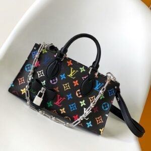 Louis Vuitton x Takashi Murakami OnTheGo East West Bag in Black Multicolor Monogram