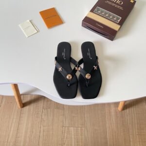 Louis Vuitton Slide Sandals in Black Gold