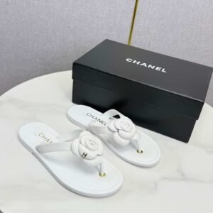 Chanel Camellia Sandals in White