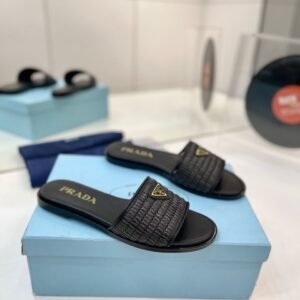 Alternative view of Prada Slide Sandals in Black Gold
