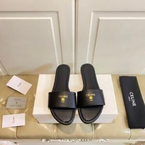 Celine Coast Sandals in Black Gold