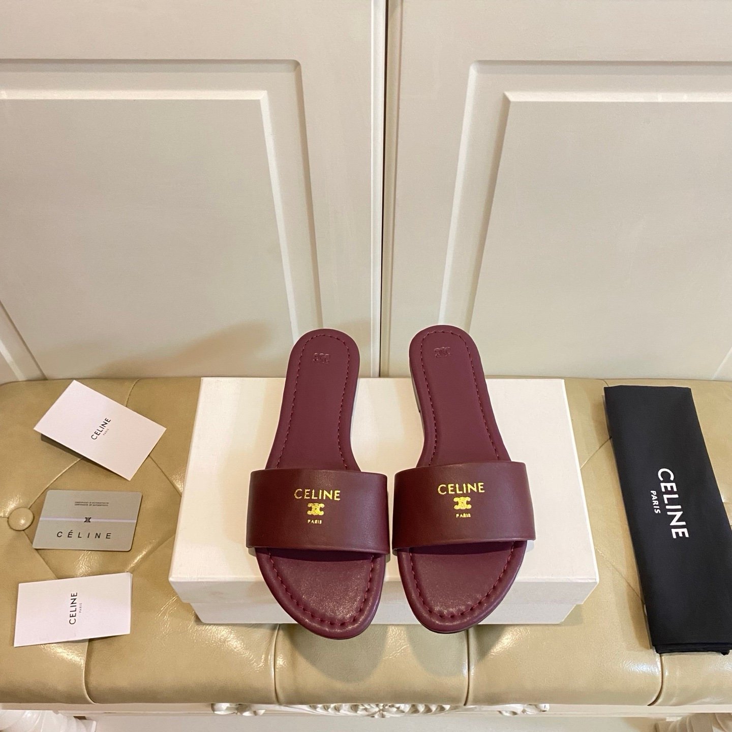 Celine Coast Sandals in Burgundy