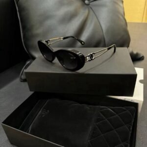 Alternative view of Chanel Sunglasses in Black Gold