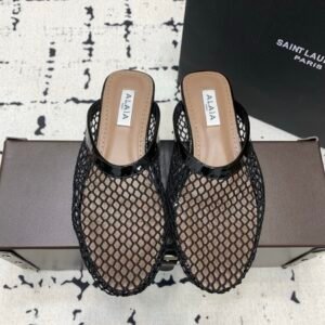 Alaia Fishnet Mules in Black