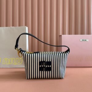 Miu Miu Jacquard Striped Pouch Beige Blue