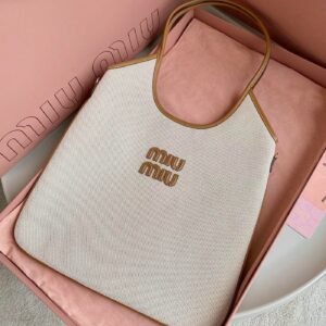 Miu Miu Ivy Shopper Beige Brown