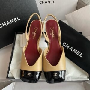 Chanel Sandals in Beige Black