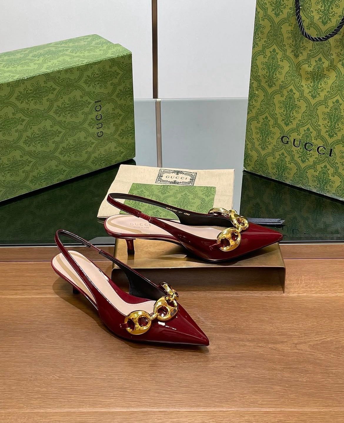 Gucci Slingback Pumps in Red Gold - Afbeelding 2