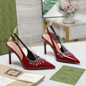 Gucci Crystal Slingback Pumps in Red