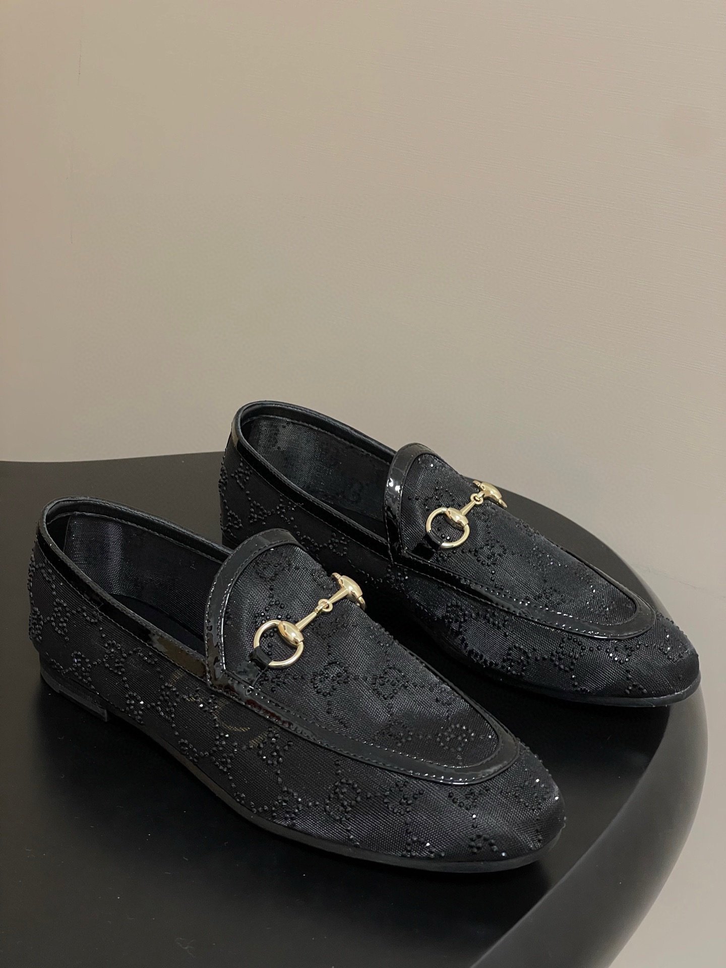 Gucci Crystal Jordaan Loafers in Black