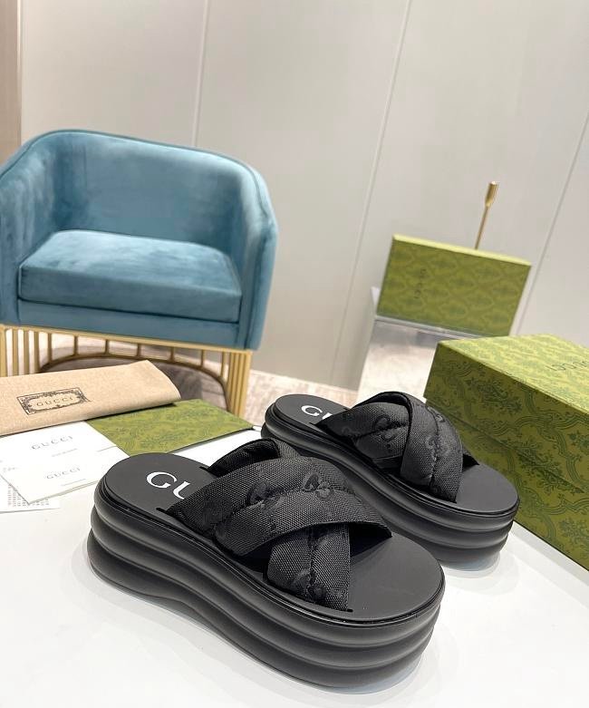 Gucci Platform Slide Sandals in Black