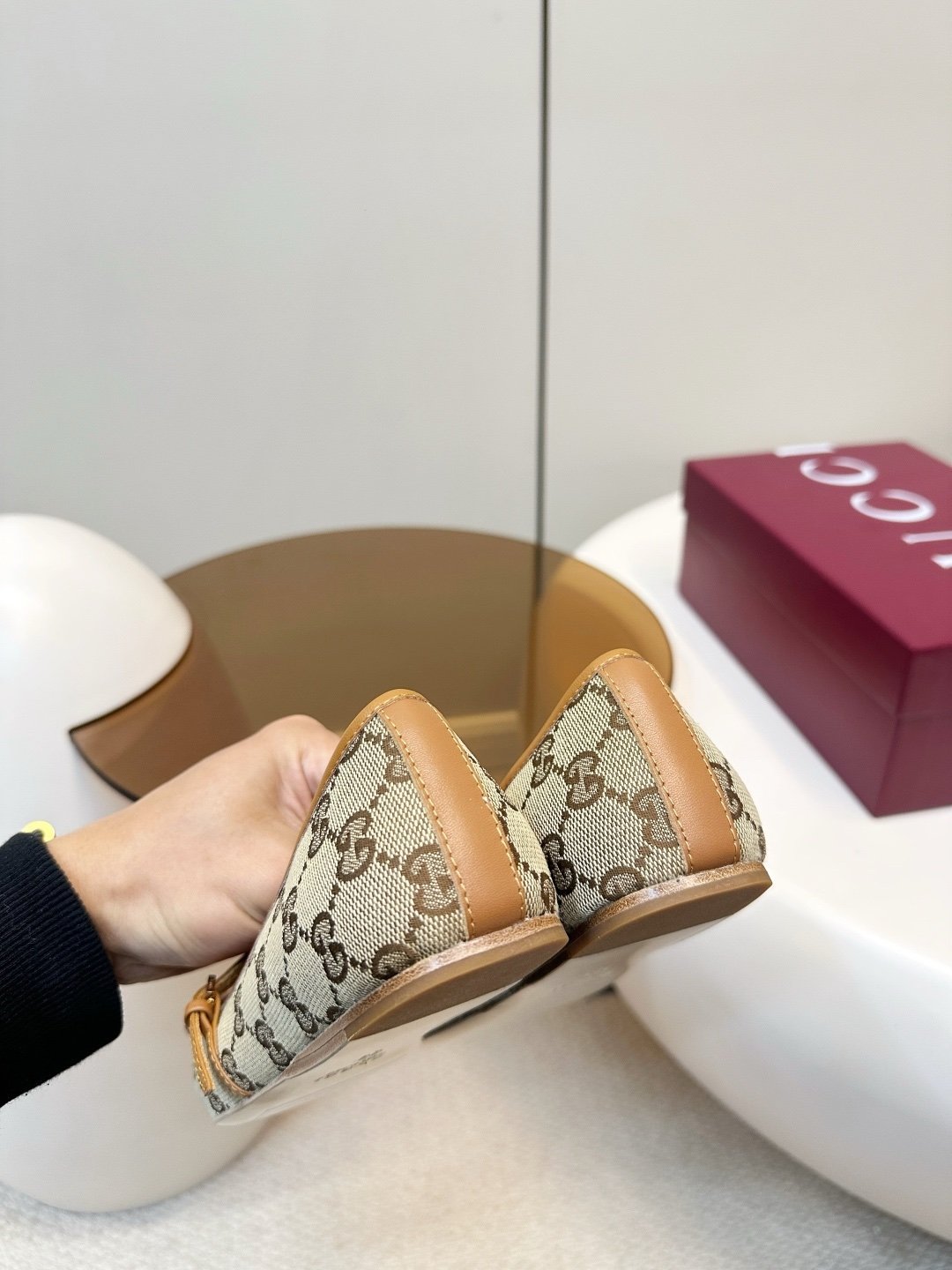 Gucci Ballerinas in Brown Camel - Afbeelding 4
