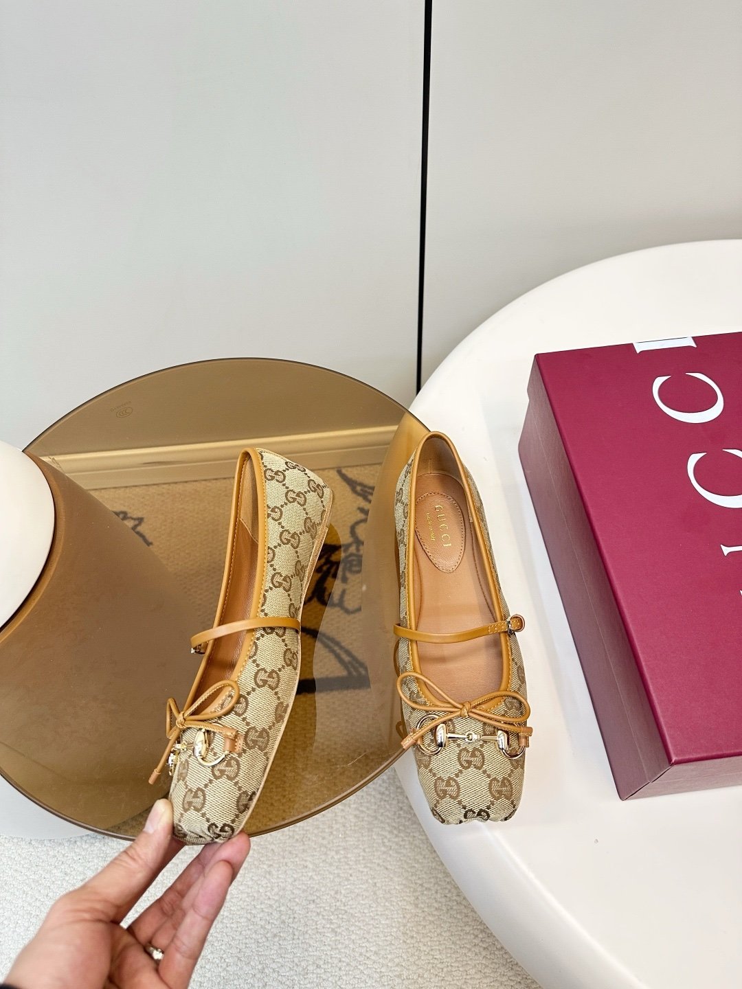 Gucci Ballerinas in Brown Camel - Afbeelding 5
