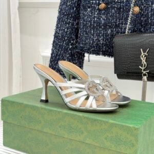 Alternative view of Gucci Crystal Slide Sandal in Silver