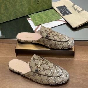 Alternative view of Gucci Crystal Loafers in Brown