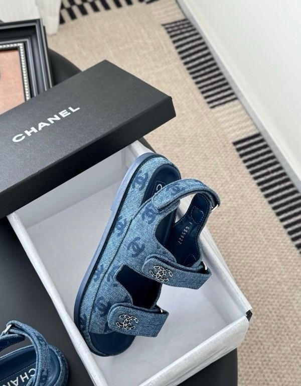 Chanel Dad Sandals in Blue Denim - Afbeelding 3