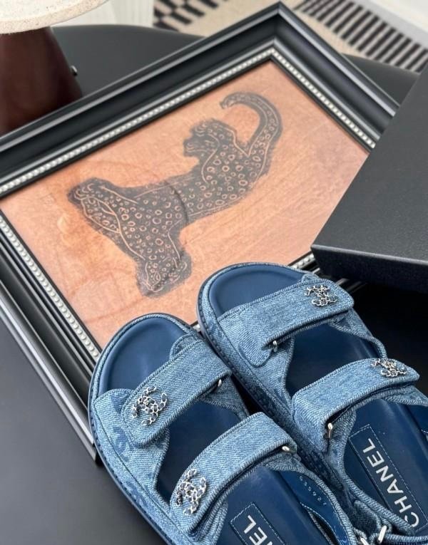 Chanel Dad Sandals in Blue Denim - Afbeelding 4