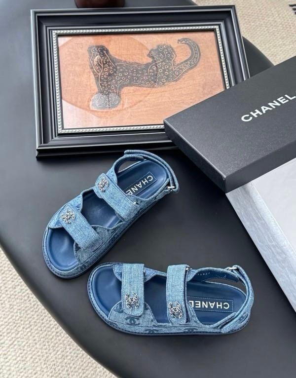 Chanel Dad Sandals in Blue Denim - Afbeelding 5