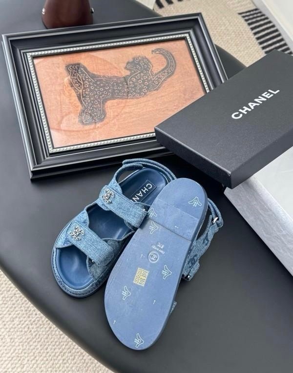 Chanel Dad Sandals in Blue Denim - Afbeelding 6