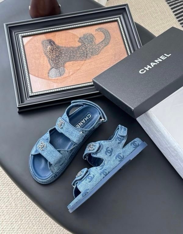 Chanel Dad Sandals in Blue Denim - Afbeelding 7