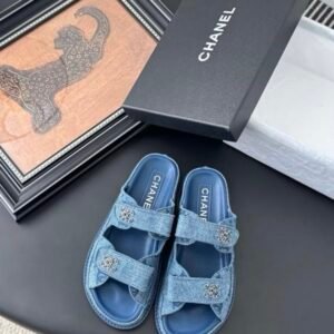 Chanel Sandals in Blue Denim