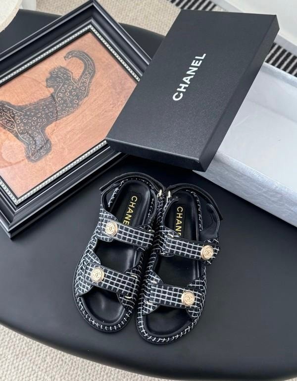 Chanel Dad Sandals in Black White