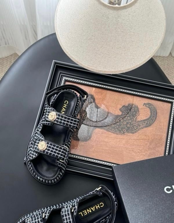 Chanel Dad Sandals in Black White - Afbeelding 3