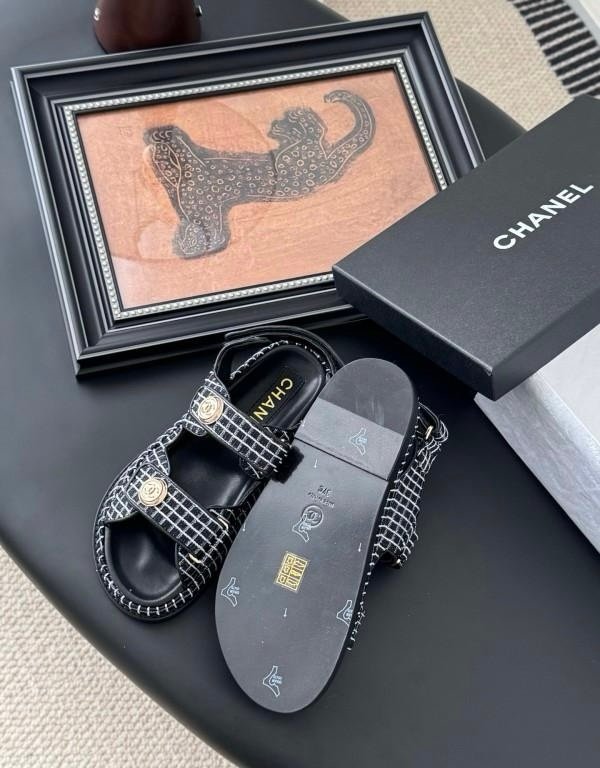 Chanel Dad Sandals in Black White - Afbeelding 5