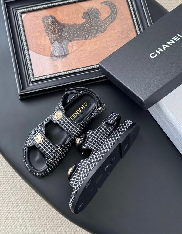 Chanel Dad Sandals in Black White - Afbeelding 6
