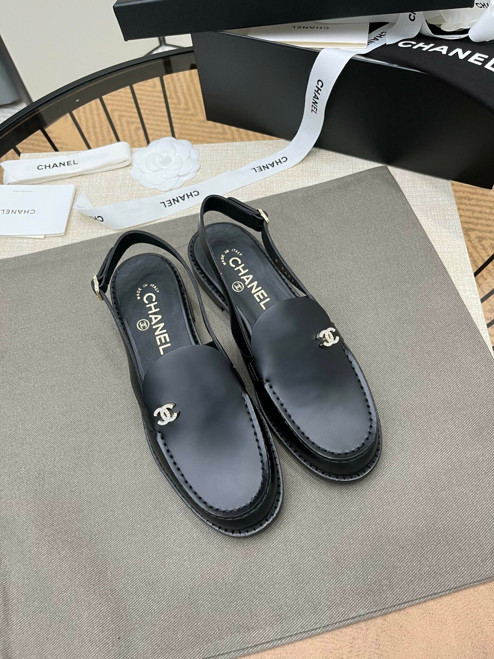 Chanel Slingback Loafers in Black