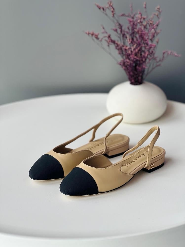 Chanel Slingback Flats in Beige