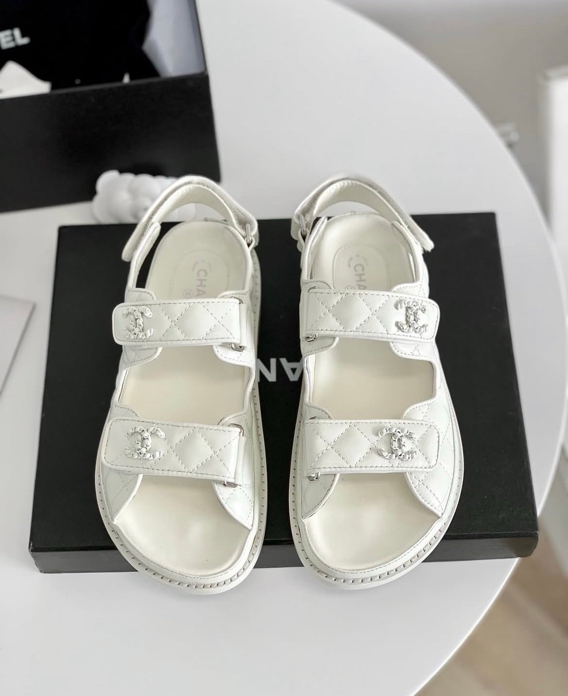 Chanel Dad Sandals in White